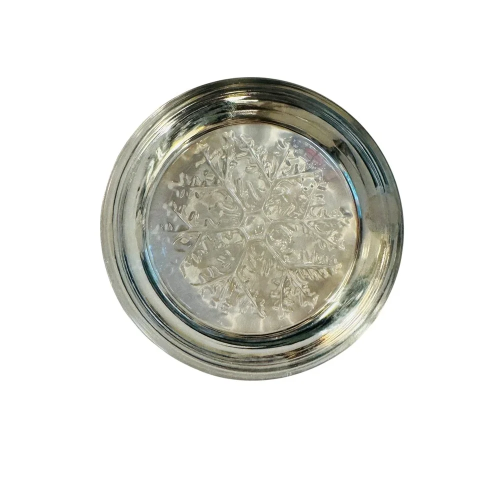 Vtg Clear Leaded Crystal Snowflake Paperweight Cristal France Dome 3.5